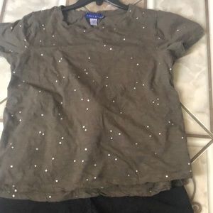 Olive green with silver dots T-shirt size large